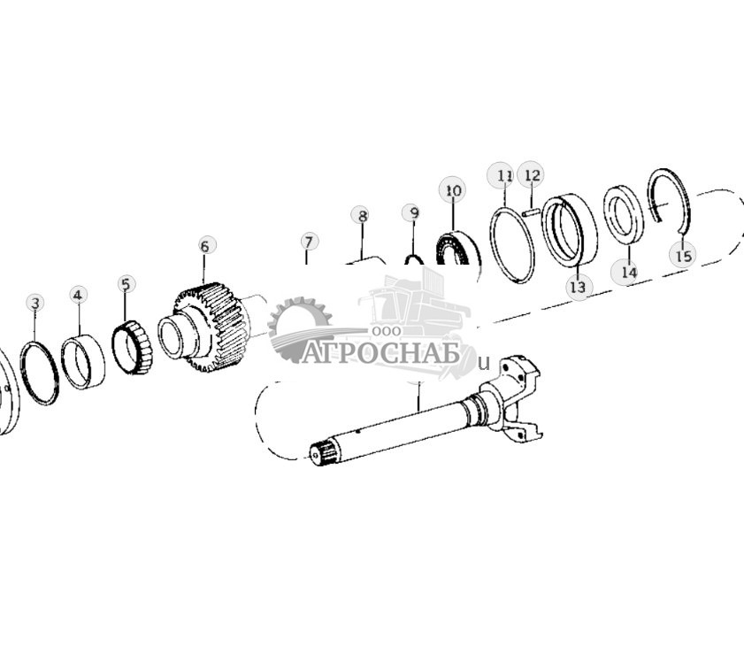 Transmission Front Output U-Joint Yoke And Lower PTO Idler Gear 